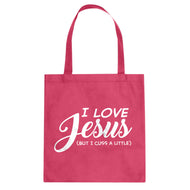 Tote I Love Jesus but I Cuss a Little Canvas Tote Bag
