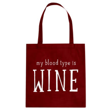 My Blood Type is Wine Cotton Canvas Tote Bag
