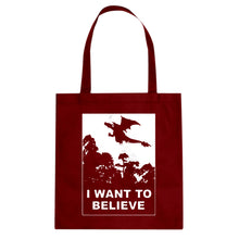 I Want to Believe Fire Dragon Cotton Canvas Tote Bag