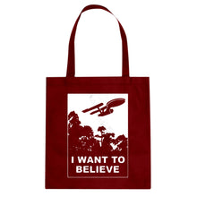 I Want to Believe Space Ship Cotton Canvas Tote Bag