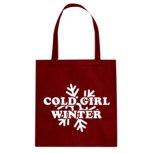 Cold Girl Winter Cotton Canvas Tote Bag