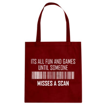 Tote Its All Fun and Games Until Someone Misses a Scan Canvas Tote Bag