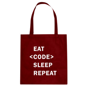 Tote Eat Code Sleep Repeat Canvas Tote Bag