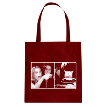 Woman Yelling at Cat Meme Cotton Canvas Tote Bag