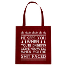 Tote He Sees Your When You're Sleeping Canvas Tote Bag