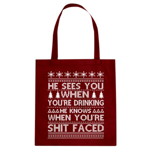 Tote He Sees Your When You're Sleeping Canvas Tote Bag