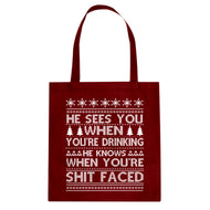 Tote He Sees Your When You're Sleeping Canvas Tote Bag