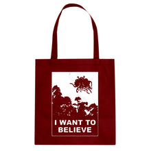 I Want to Believe Flying Spaghetti Monster Cotton Canvas Tote Bag