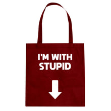 I'm with Stupid Down Cotton Canvas Tote Bag