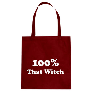 100% That Witch Cotton Canvas Tote Bag