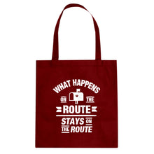 Tote What Happens on the Route Stays on the Route Canvas Tote Bag
