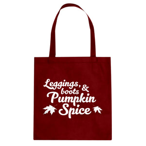 Leggings, Boots, and Pumpkin Spice Cotton Canvas Tote Bag