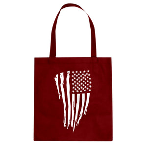 American Flag Vertical Cotton Canvas Tote Bag