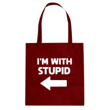 I'm With Stupid Left Cotton Canvas Tote Bag