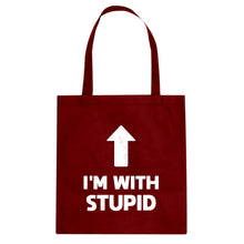 I'm with Stupid Up Cotton Canvas Tote Bag