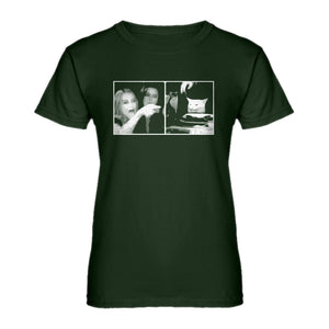 Womens Woman Yelling at Cat Meme Ladies' T-shirt