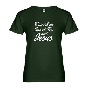Womens Raised on Sweet Tea and Jesus Ladies' T-shirt