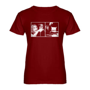 Womens Woman Yelling at Cat Meme Ladies' T-shirt