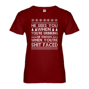 Womens He Sees Your When You're Drinking Ladies' T-shirt