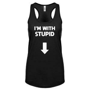 I'm with Stupid Down Womens Racerback Tank Top