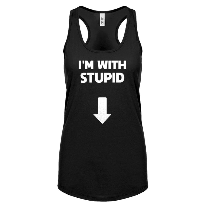 I'm with Stupid Down Womens Racerback Tank Top