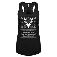 Dasher and Dancer and Jeffrey Epstein Womens Racerback Tank Top