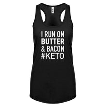 Racerback I Run on Butter and Bacon Womens Tank Top