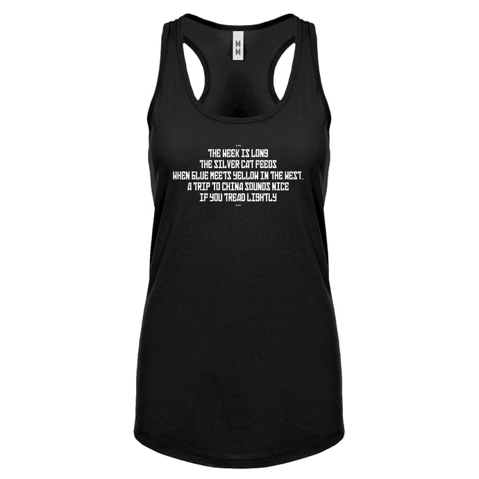 The Week is Long the Silver Cat Feeds Womens Racerback Tank Top