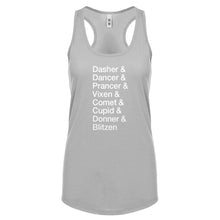 Racerback Reindeer Names Womens Tank Top