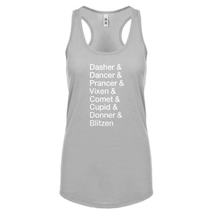 Racerback Reindeer Names Womens Tank Top