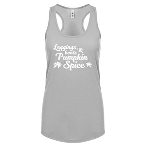 Leggings, Boots, and Pumpkin Spice Womens Racerback Tank Top