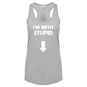 I'm with Stupid Down Womens Racerback Tank Top