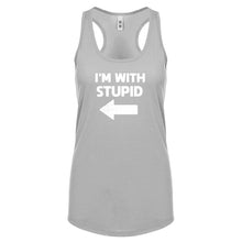 I'm With Stupid Left Womens Racerback Tank Top