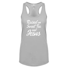 Racerback Raised on Sweet Tea and Jesus Womens Tank Top