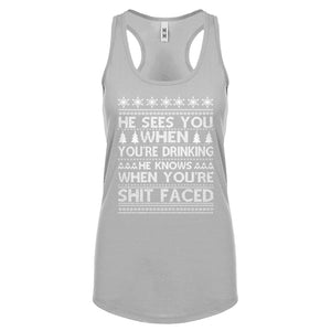 Racerback He Sees Your When You're Sleeping Womens Tank Top