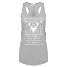 Dasher and Dancer and Jeffrey Epstein Womens Racerback Tank Top