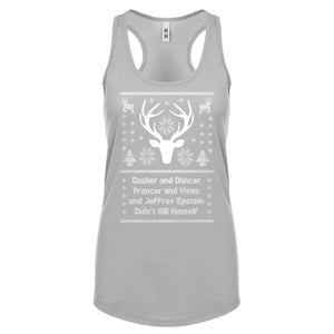 Dasher and Dancer and Jeffrey Epstein Womens Racerback Tank Top