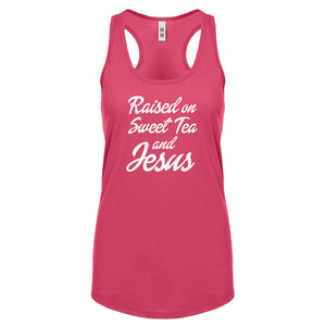 Racerback Raised on Sweet Tea and Jesus Womens Tank Top