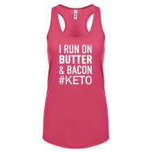 Racerback I Run on Butter and Bacon Womens Tank Top