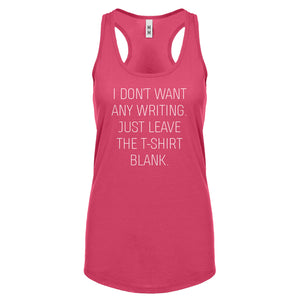Racerback Leave the Tshirt Blank Womens Tank Top