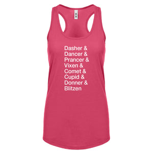 Racerback Reindeer Names Womens Tank Top