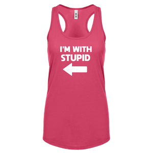 I'm With Stupid Left Womens Racerback Tank Top