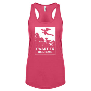 I Want to Believe Fire Dragon Womens Racerback Tank Top