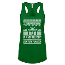 Racerback All I Want for Christmas is a New President Womens Tank Top