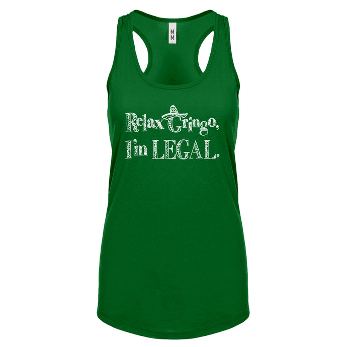 Racerback Relax Gringo I'm Legal Sombrero Womens Tank Top