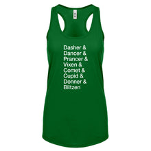 Racerback Reindeer Names Womens Tank Top