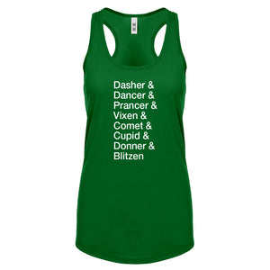 Racerback Reindeer Names Womens Tank Top