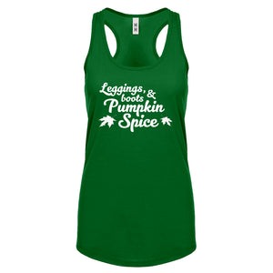 Leggings, Boots, and Pumpkin Spice Womens Racerback Tank Top