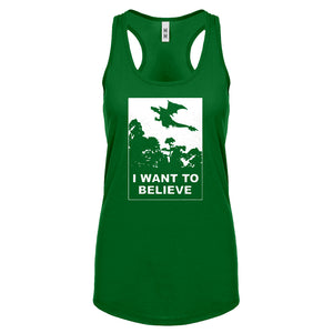 I Want to Believe Fire Dragon Womens Racerback Tank Top
