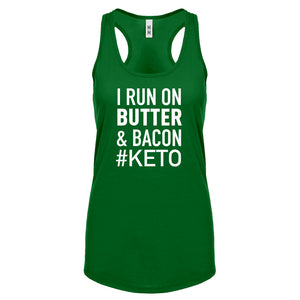 Racerback I Run on Butter and Bacon Womens Tank Top